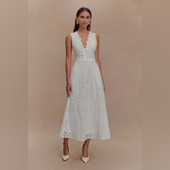 Meshki Arla Broderie Midi Skirt - White - Picture 4 of 8